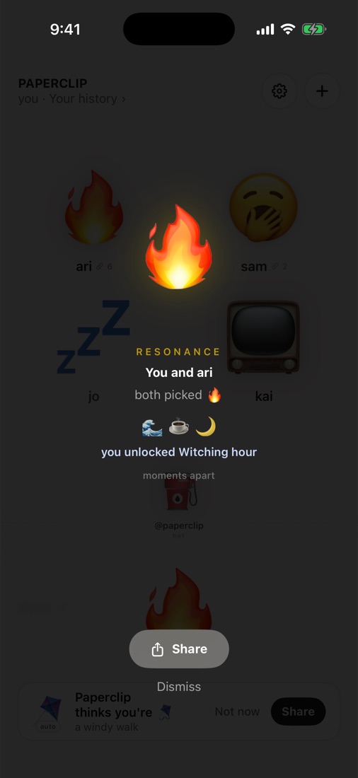 Resonance: you and a friend picked the same emoji
